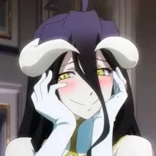 😊 Albedo Overlord 애니메이션, 오버로드, 알베도, 뿔, 악마, 판타지 telegram sticker
