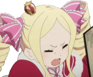 😠 Beatrice Re:Zero Аниме, Девушка, Дуется, Милая telegram sticker