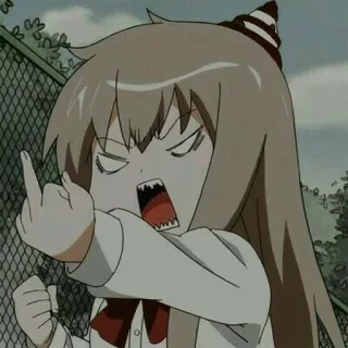 🖕 ragazza anime, dito medio, maleducato, cartone animato, arrabbiato telegram sticker