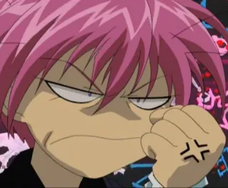 😡 Anime, Pinke Haare, Wütend, Cartoon, Figur, Wütendes Gesicht telegram sticker