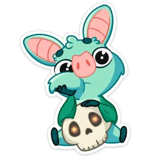 😕 động vật, quái vật, hoạt hình, dễ thương, đầu lâu, kỳ ảo telegram sticker