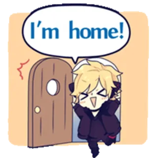😆 I'm home! Desenho animado, Personagem, Casa, Porta, Feliz whatsapp sticker
