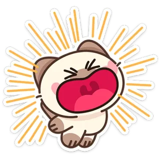 😆 chat, dessin animé, criant, animal, mignon, exclamation, choc telegram sticker