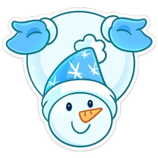 🙃 muñeco de nieve, invierno, navidad, nieve, dibujos animados, azul, sombrero, vacaciones telegram sticker