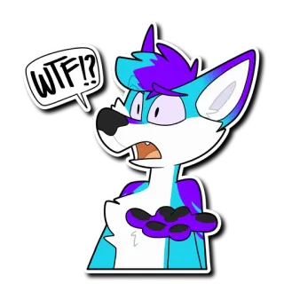😦 WTF!? Furry, Zorro, Dibujos animados, Expresión, Shock, Exclamación, Cómic, Sticker telegram sticker