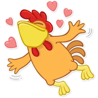 ❤ frango, corações, desenho animado, amor, animal, fofo, adesivo whatsapp sticker