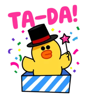 🎉 TA-DA! утка, магия, шляпа, конфетти, тада, праздник telegram sticker