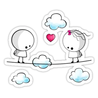 ❤ Dessin animé, Amour, Nuages, Couple, Mignon, Coeur telegram sticker
