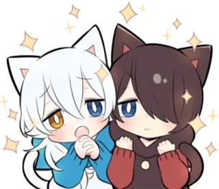 ✨ Anime, Chibi, Lindo, Orejas de gato, Brillos, Kawaii, Dibujos animados telegram sticker