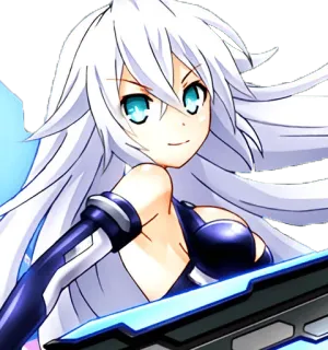 😁 gadis anime, rambut putih, mata biru, karakter video game, perempuan, Hyperdimension Neptunia whatsapp sticker