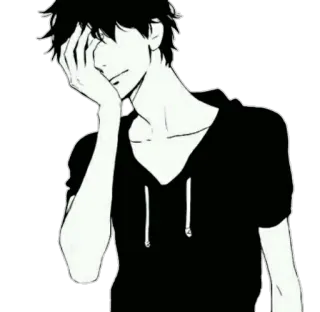 🤦‍♂ Anime, Ragazzo, Bianco e nero, Triste, Emozionale telegram sticker