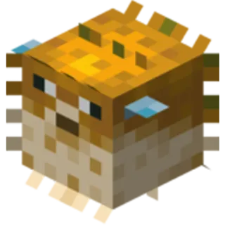 🐡 Poisson-globe, Minecraft, Pixelisé, Jeu, Créature marine whatsapp sticker