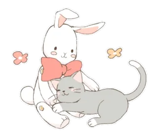 😸 cute, animal, cat, rabbit, sticker, kawaii, bunny, adorable whatsapp sticker