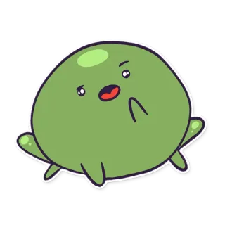 🤨 hijau, lucu, gumpalan, karakter, kartun whatsapp sticker