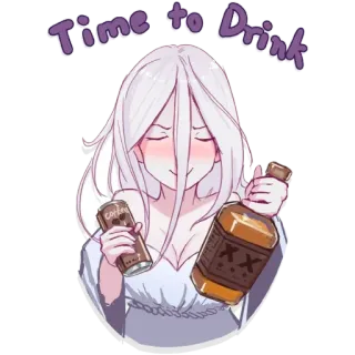🥃 Time to Drink drink, alcohol, cartoon, anime, woman telegram sticker