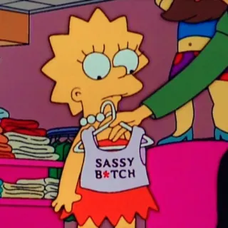😈 Lisa Simpson The Simpsons SASSY B*TCH 리사 심슨, 심슨 가족, 애니메이션, 캐릭터, 건방진, 불쾌한 telegram sticker