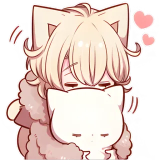 🫣 Anime, Carino, Kawaii, Cartone animato, Gatto, Animale, Cuore, Adesivo whatsapp sticker