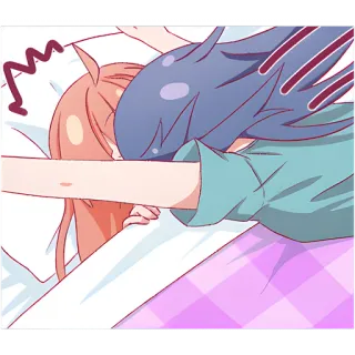 🤪 tidur, tertidur, ranjang, anime, lucu, kawaii, persahabatan telegram sticker