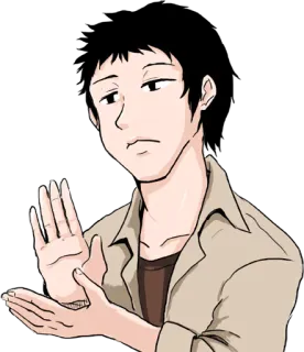 👏 мужчина, мультик, персонаж, стоп, рука, жест telegram sticker