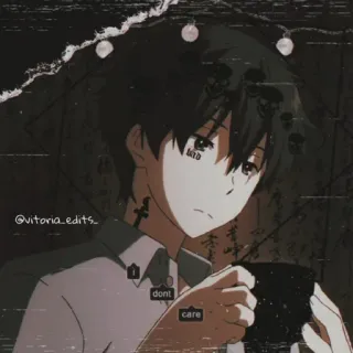 ☯️ i dont care Anime, Chłopak, Smutny, Mroczny, Emocje, Nastolatek whatsapp sticker