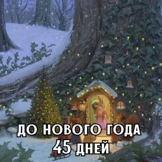 🎄 ДО НОВОГО ГОДА 45 ДНЕЙ nouvel an, noël, compte à rebours, fête, hiver, neige, festif whatsapp sticker
