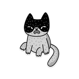 😠 고양이, 동물, 스티커, 만화, 회색, 검은색, 귀여운, 애완 동물 telegram sticker