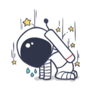 🌧 astronauta, triste, chorando, espaço, estrelas, desenho animado, adesivo telegram sticker