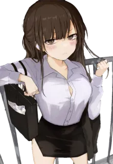 😍 Anime fille, Employée de bureau, Jupe, Serviette, Tenue professionnelle telegram sticker
