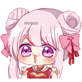 ✌️ @HAWKS Chibi, Carino, Anime, Manga, Capelli rosa, Fiocchi whatsapp sticker