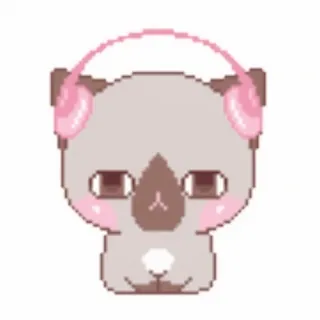 💃 Katze, Kopfhörer, rosa, süß, Pixelkunst, Tier telegram sticker