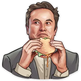 🍔 Elon Musk Elon Musk, eten, burger, voedsel, portret telegram sticker