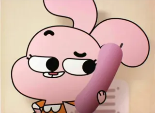 📞 Anais Watterson The Amazing World of Gumball 만화, 토끼, 분홍색, 텔레비전, 애니메이션, 유머 telegram sticker
