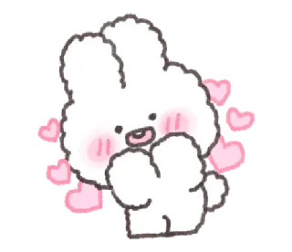 💬 coelho, fofo, kawaii, corações, amor whatsapp sticker