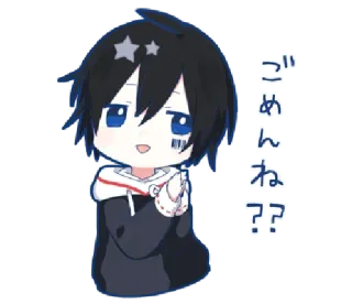 😃 ごめんね？？ anime, chibi, apology, kawaii, stars whatsapp sticker