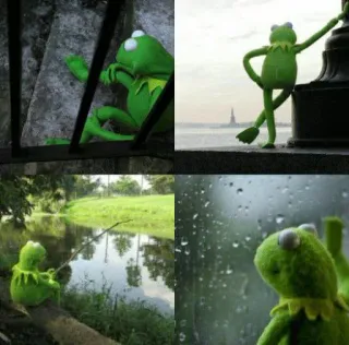 👀 Kermit Kermit the Frog, meme, frog, sad, contemplative telegram sticker