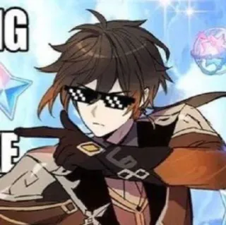 😄 Zhongli Genshin Impact anime, video game, deal with it, glasses, zhongli, genshin impact, character telegram sticker