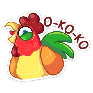 🐔 o-ko-ko frango, galo, animal, fazenda, pássaro, desenho animado telegram sticker