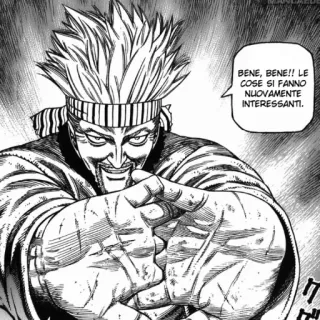 ⚔ BENE, BENE!! LE COSE SI FANNO NUOVAMENTE INTERESSANTI. Manga, Sonrisa burlona, Italiano, Seguro de sí mismo, Personaje telegram sticker