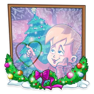 ❤ 크리스마스, 어린이, 크리스마스 트리, 휴일, 겨울, 장식 telegram sticker