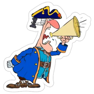 😡 Dessin animé, Colonial, Officier, Mégaphone, Crier telegram sticker