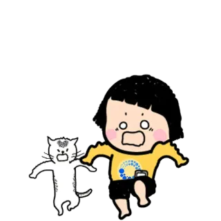 😱 漫画, 猫, 人, 衝撃, 恐怖, ステッカー telegram sticker