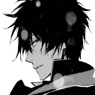😠 Anime, Manga, Bianco e nero, Personaggio, Ritratto telegram sticker