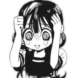 😭 Anime, Mangá, Personagem, Garota, Preto e branco, Expressão telegram sticker