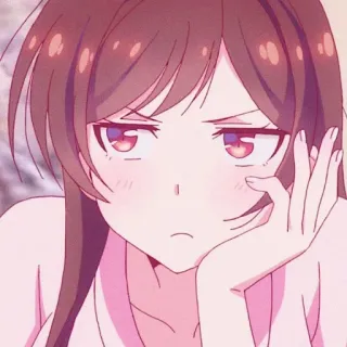 🌸 anime, gadis, kesal, merah muda, imut whatsapp sticker