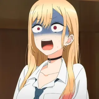 😱 Marin Kitagawa My Dress-Up Darling Anime, Mädchen, geschockt, blond, Marin Kitagawa, My Dress-Up Darling telegram sticker