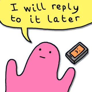 🤗 I WILL reply to it later テキスト, 返信, ブロブ, 電話, 漫画, 吹き出し, 後で telegram sticker