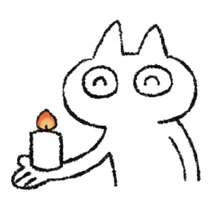 🕯 cat, candle, cute, line art, drawing, cartoon telegram sticker