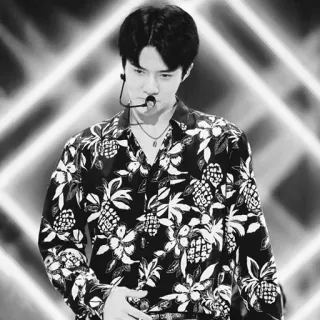 ➖ Sehun นักร้อง, kpop, เซฮุน, exo, ไอดอล, ขาวดำ telegram sticker
