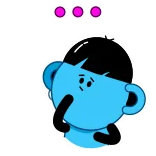 🤔 การ์ตูน, ตัวละคร, อิโมจิ, เศร้า, สีฟ้า, ภาพประกอบ telegram sticker