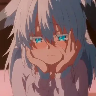 💙 Anime, Manga, Ragazza, Carina, Ragazza Lupo, Triste telegram sticker